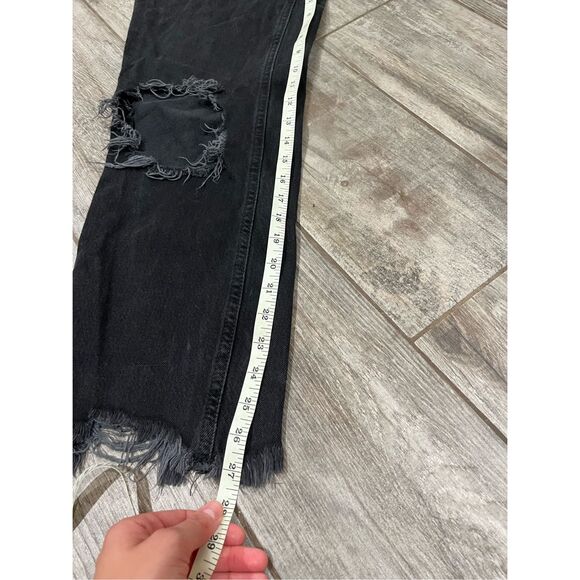 We The Free Free People Straight Leg Button Fly Black Distressed Jeans Size 28 - Picture 2 of 7